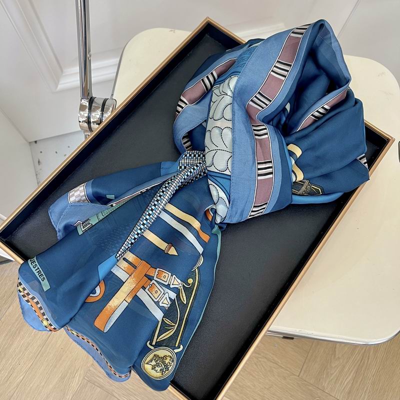 Hermes silk scarf 90-180cm E03 (8)